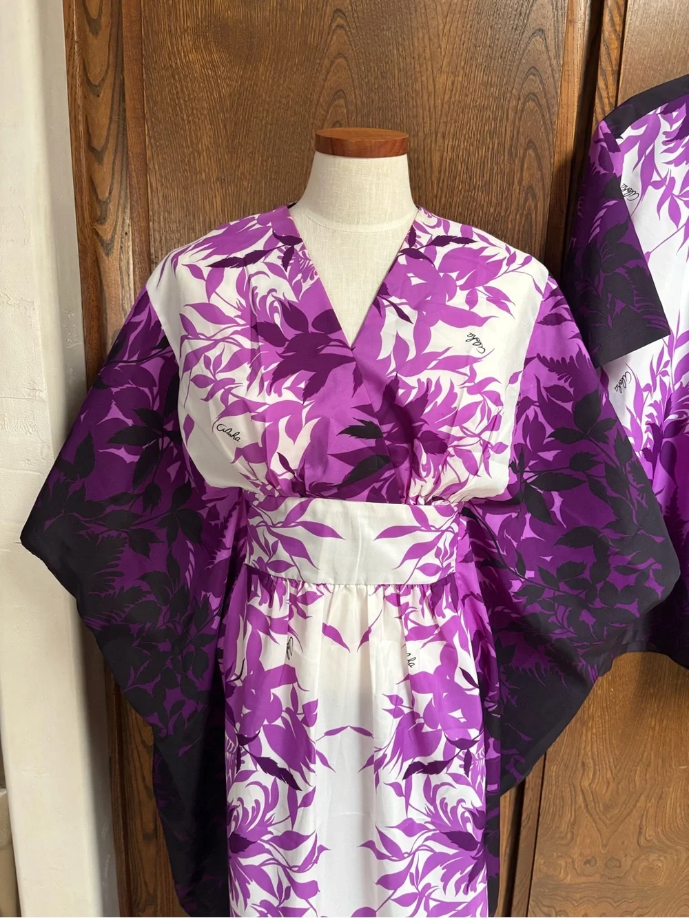 Purple & White Floral Kimono Dress and Matching Mens Shirt. Honeymoon set.